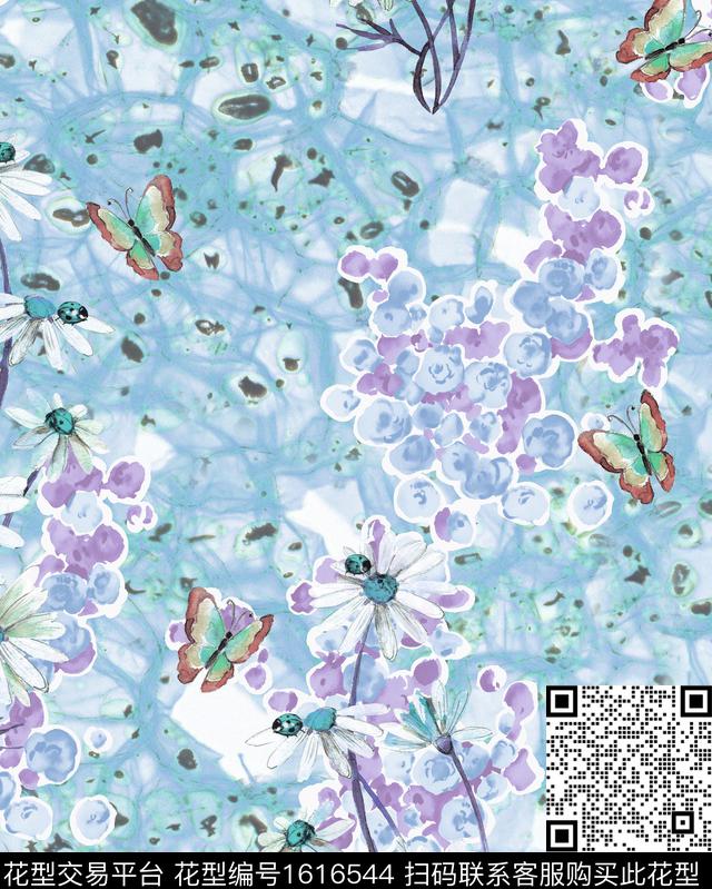 小碎花肌理水彩花卉数码印花花型下载（图片编号: 1616544） - 瓦栏（Walan）
