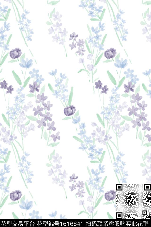 花卉水彩小碎花数码印花花型下载（图片编号: 1616641） - 瓦栏（Walan）