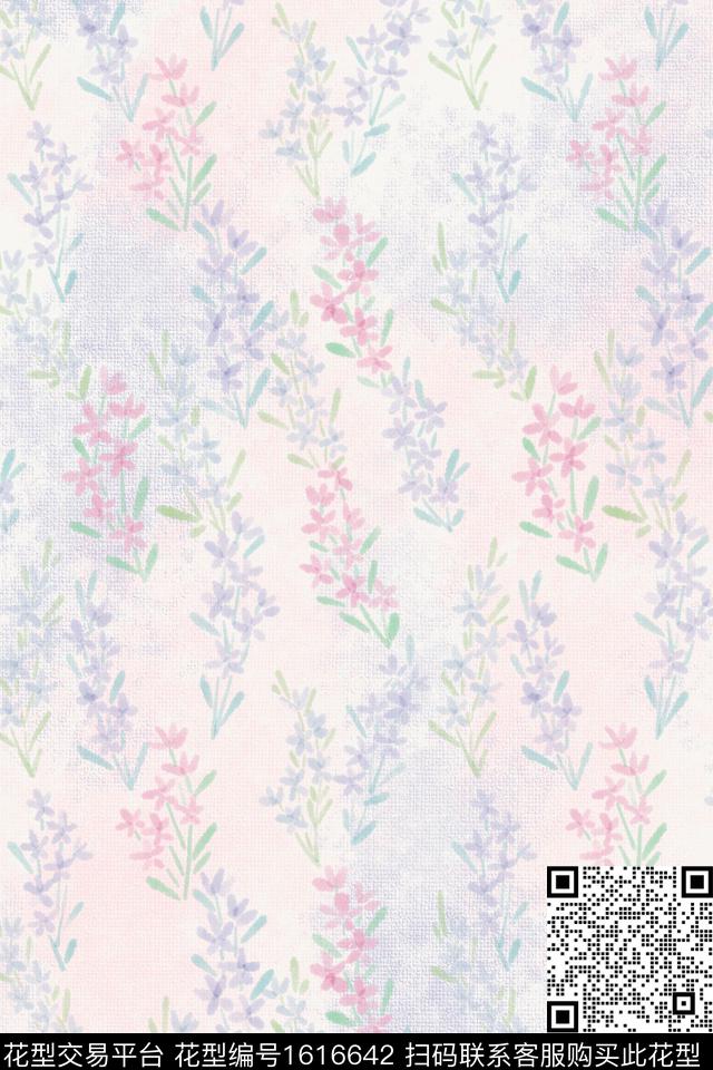 花卉小碎花水彩数码印花花型下载（图片编号: 1616642） - 瓦栏（Walan）