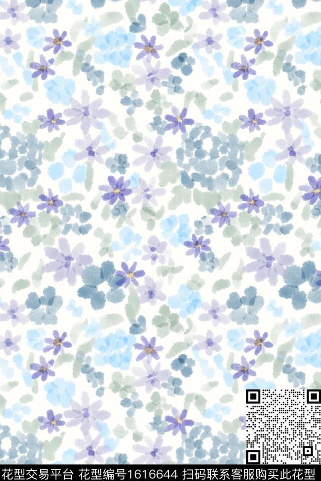 清爽底花卉花卉小碎花数码印花花型下载（图片编号: 1616644） - 瓦栏（Walan）