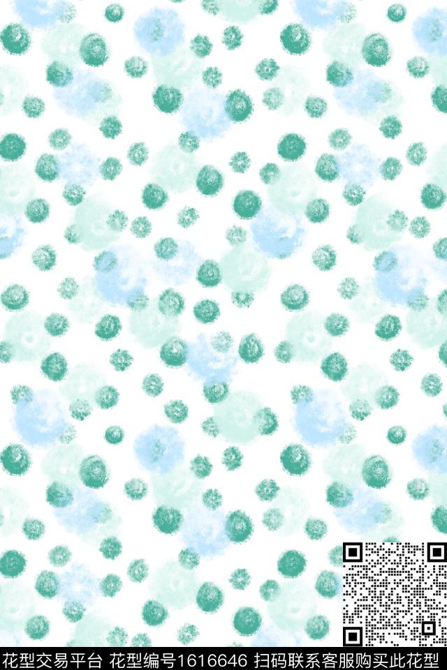 简约波点笔触数码印花花型下载（图片编号: 1616646） - 瓦栏（Walan）