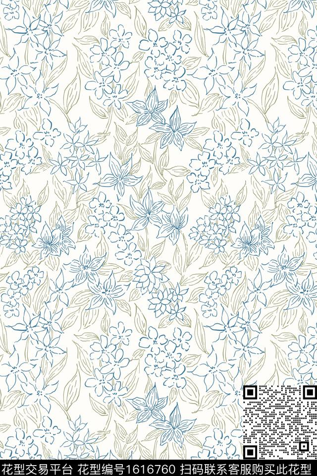 小清新花卉小碎花数码印花花型下载（图片编号: 1616760） - 瓦栏（Walan）