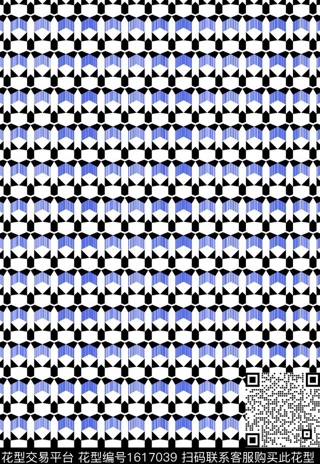 线条混合拼接传统印花花型下载（图片编号: 1617039） - 瓦栏（Walan）