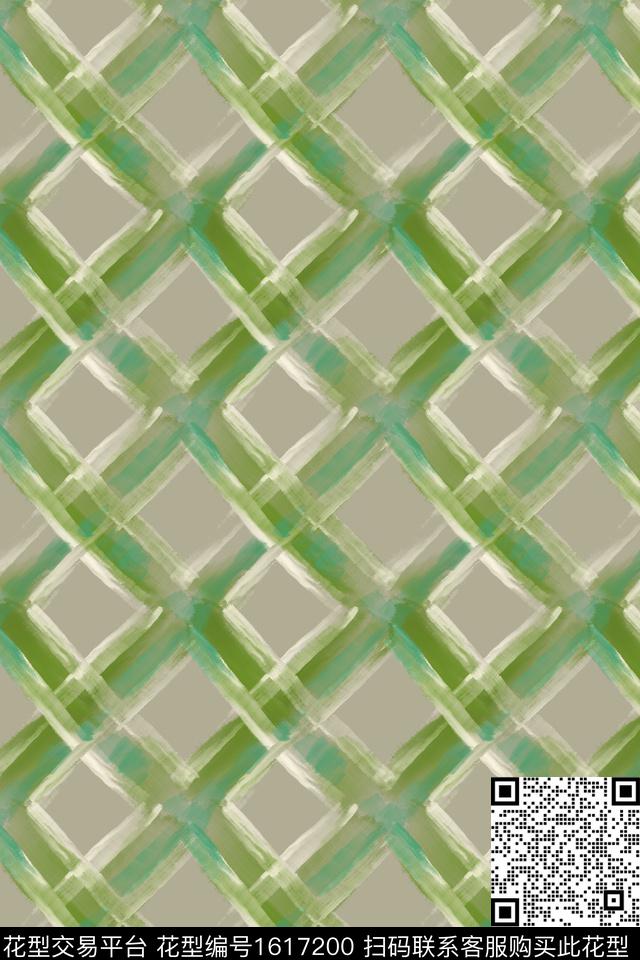 素雅笔触格子数码印花花型下载（图片编号: 1617200） - 瓦栏（Walan）