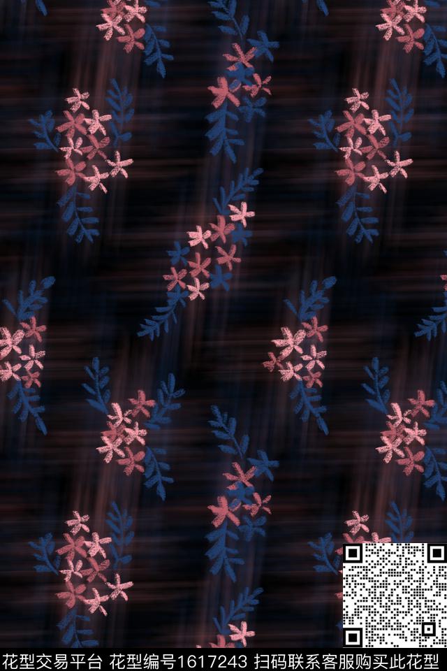 黑底花卉花卉小碎花数码印花花型下载（图片编号: 1617243） - 瓦栏（Walan）