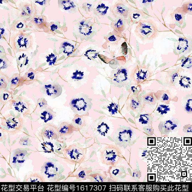 小清新小碎花水彩花卉数码印花花型下载（图片编号: 1617307） - 瓦栏（Walan）