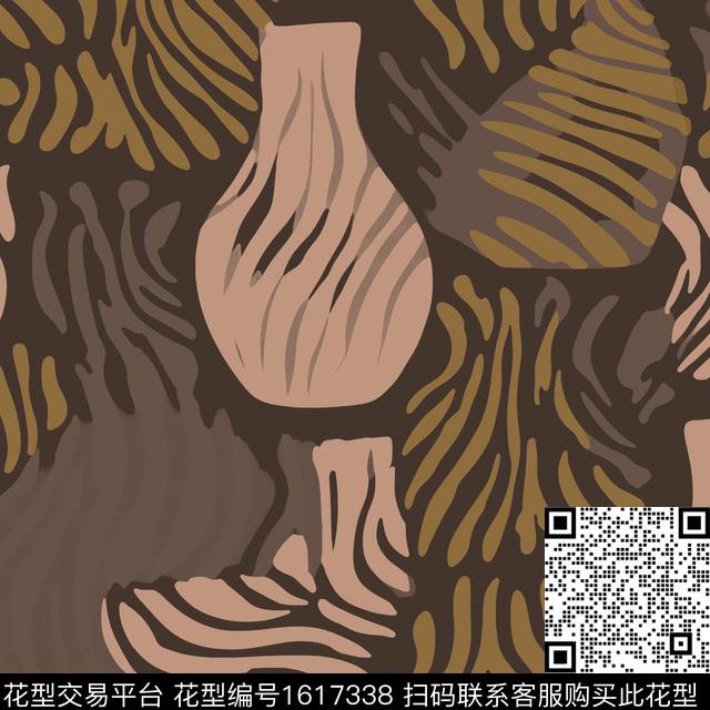 花瓶线条画条纹传统印花花型下载（图片编号: 1617338） - 瓦栏（Walan）