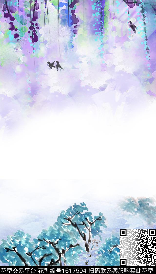 晕染肌理水彩花卉水墨风数码印花花型下载（图片编号: 1617594） - 瓦栏（Walan）