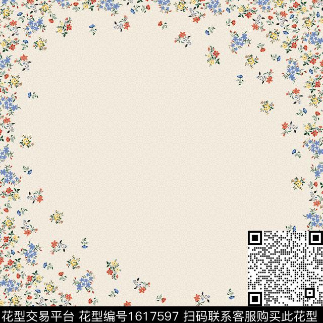 小碎花东南亚丝巾定位花数码印花花型下载（图片编号: 1617597） - 瓦栏（Walan）