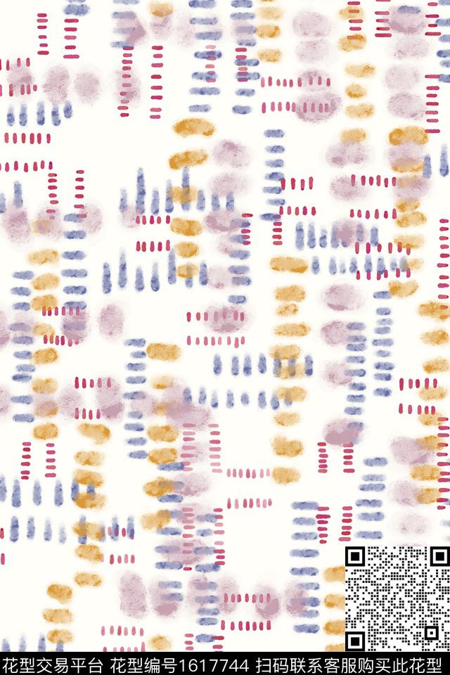 简约水彩笔触数码印花花型下载（图片编号: 1617744） - 瓦栏（Walan）