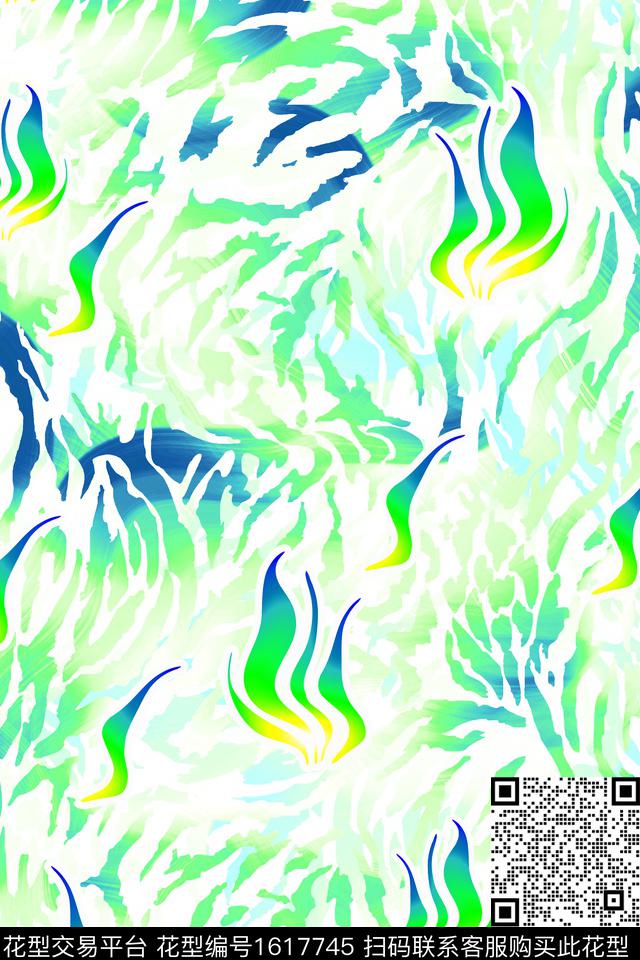 抽象炫彩渐变数码印花花型下载（图片编号: 1617745） - 瓦栏（Walan）