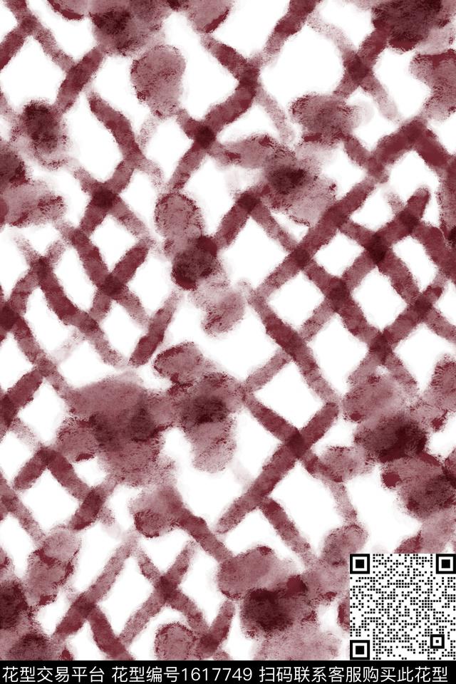 水彩笔触格子数码印花花型下载（图片编号: 1617749） - 瓦栏（Walan）