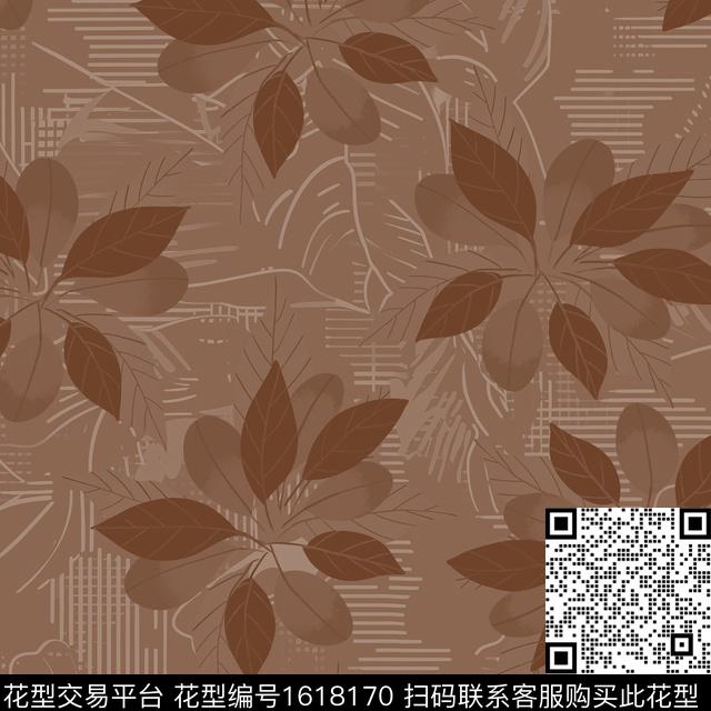 条纹中老年绿植树叶数码印花花型下载（图片编号: 1618170） - 瓦栏（Walan）