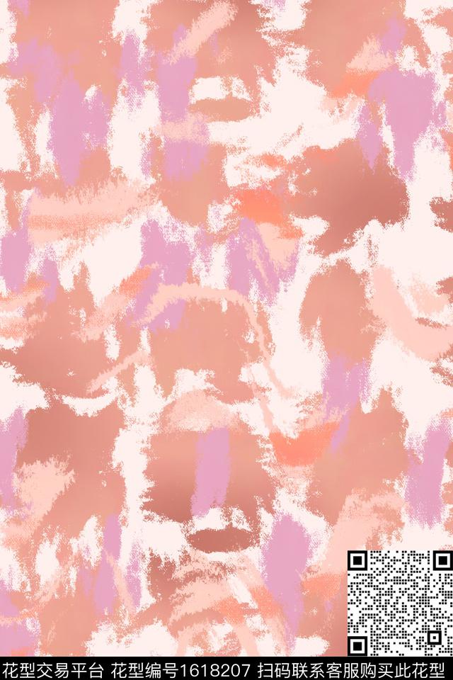 肌理笔触抽象数码印花花型下载（图片编号: 1618207） - 瓦栏（Walan）