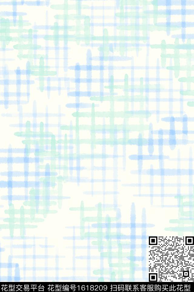 小清新水彩格子数码印花花型下载（图片编号: 1618209） - 瓦栏（Walan）