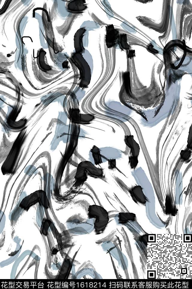 肌理笔触抽象数码印花花型下载（图片编号: 1618214） - 瓦栏（Walan）