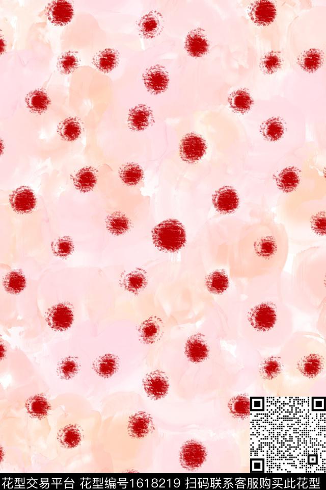 小清新水彩波点数码印花花型下载（图片编号: 1618219） - 瓦栏（Walan）