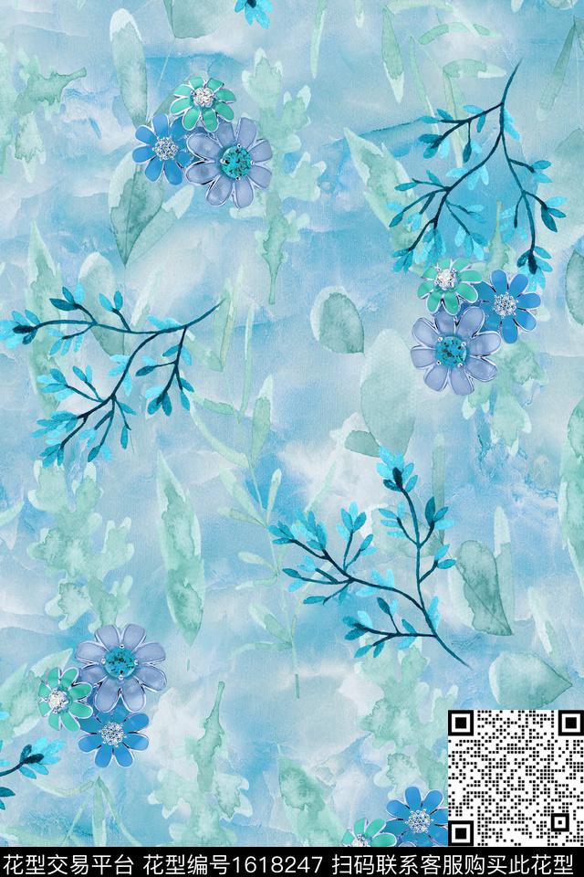 珠宝宝石大理石小碎花数码印花花型下载（图片编号: 1618247） - 瓦栏（Walan）
