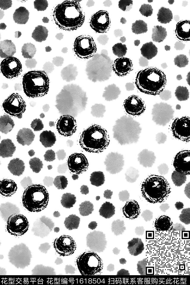 简约水彩波点数码印花花型下载（图片编号: 1618504） - 瓦栏（Walan）