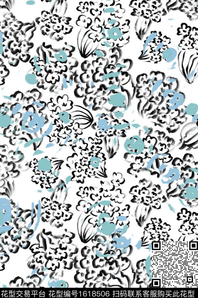 花卉小碎花满版散花数码印花花型下载（图片编号: 1618506） - 瓦栏（Walan）
