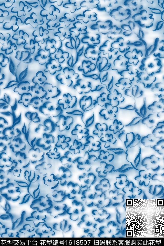 花卉小碎花满版散花数码印花花型下载（图片编号: 1618507） - 瓦栏（Walan）