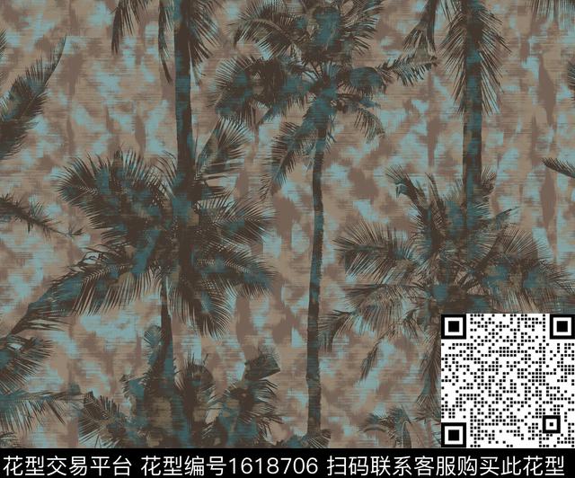 肌理椰子树棕榈树数码印花花型下载（图片编号: 1618706） - 瓦栏（Walan）