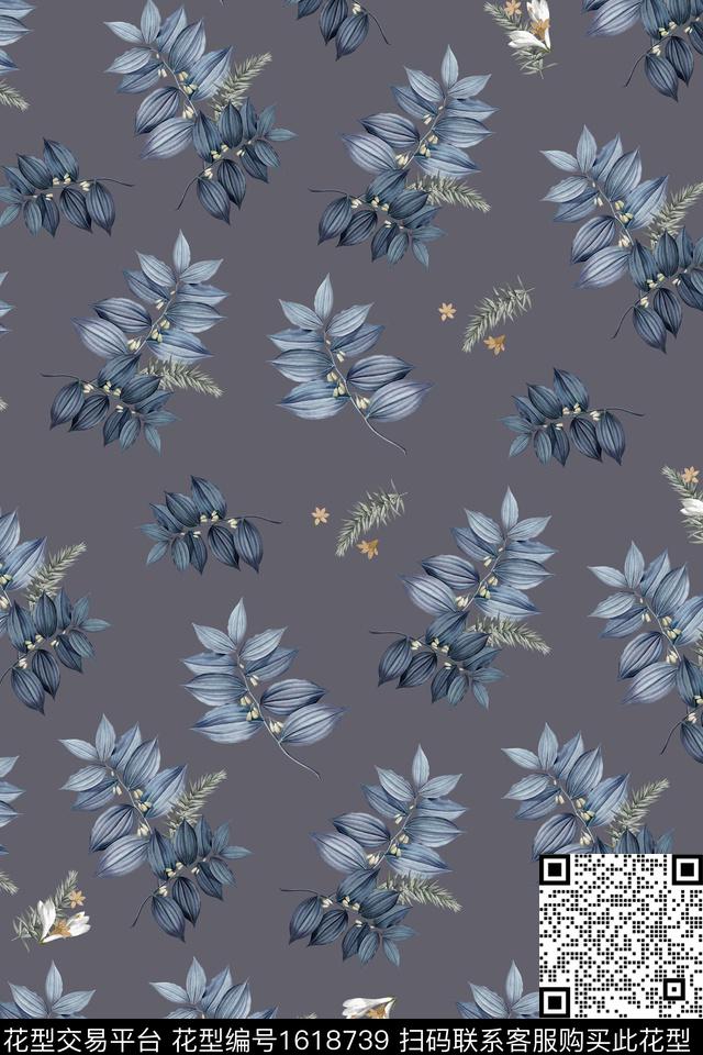 小清新满版散花花卉数码印花花型下载（图片编号: 1618739） - 瓦栏（Walan）