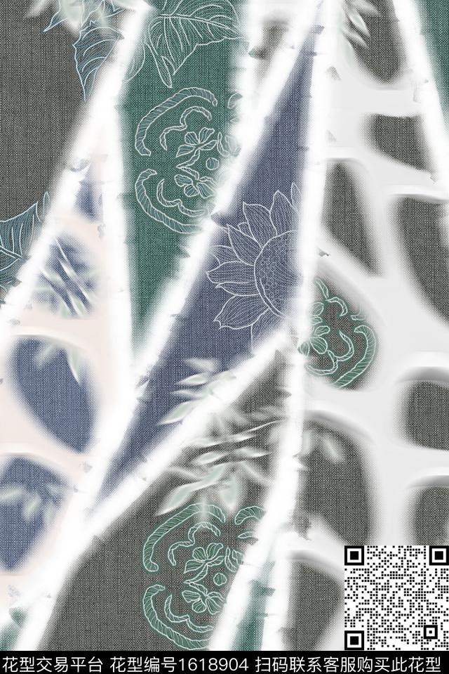 中国风花卉混合拼接数码印花花型下载（图片编号: 1618904） - 瓦栏（Walan）