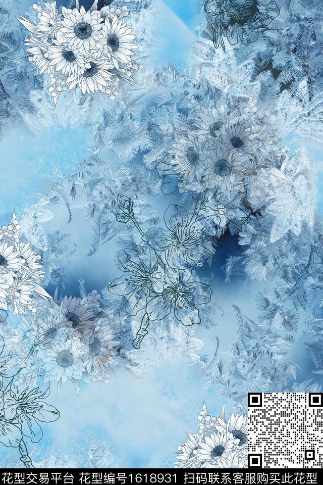 花卉雪花风景景观数码印花花型下载（图片编号: 1618931） - 瓦栏（Walan）