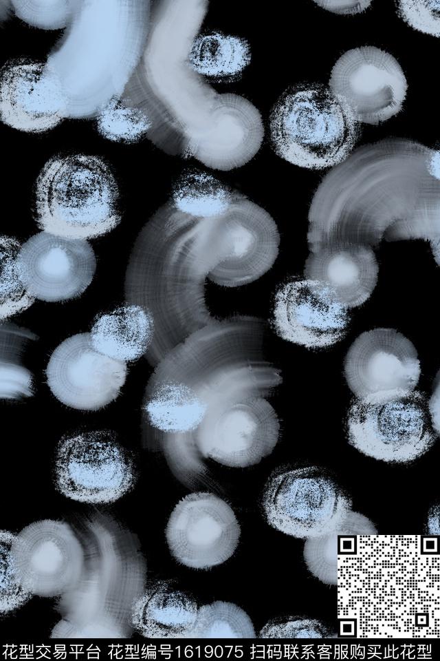 笔触波点抽象数码印花花型下载（图片编号: 1619075） - 瓦栏（Walan）