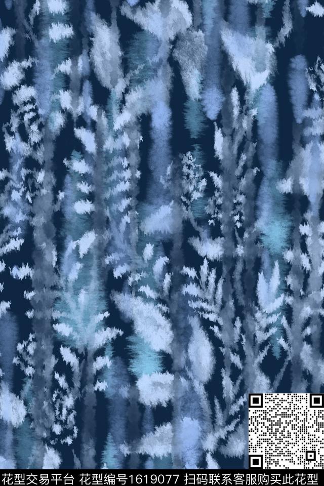 花卉水彩绿植树叶数码印花花型下载（图片编号: 1619077） - 瓦栏（Walan）