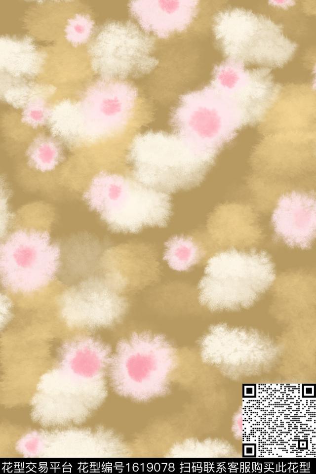 小清新笔触波点数码印花花型下载（图片编号: 1619078） - 瓦栏（Walan）