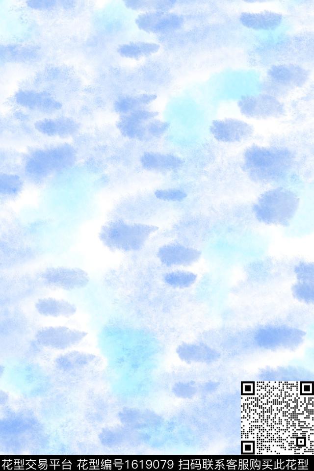 小清新水彩笔触数码印花花型下载（图片编号: 1619079） - 瓦栏（Walan）