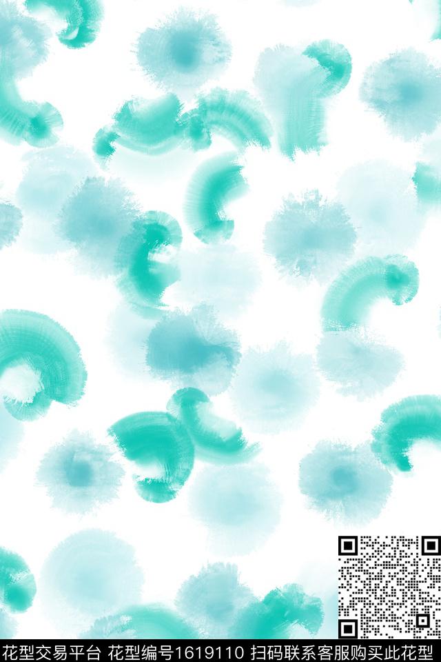 小清新抽象水彩数码印花花型下载（图片编号: 1619110） - 瓦栏（Walan）