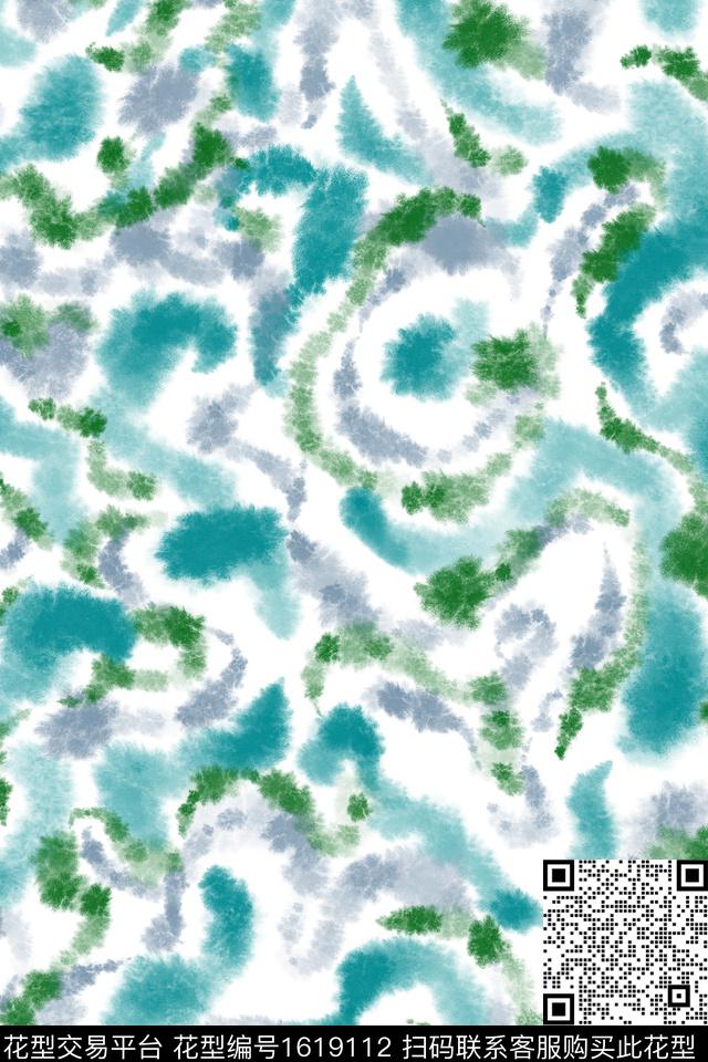 简约水彩笔触数码印花花型下载（图片编号: 1619112） - 瓦栏（Walan）