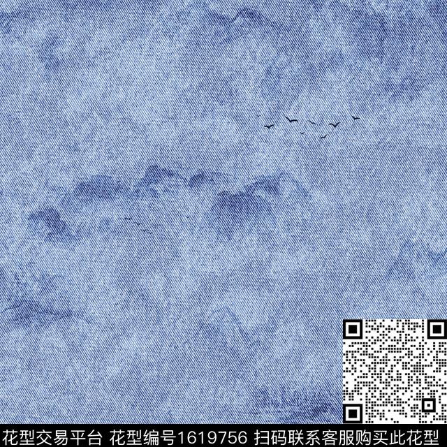 肌理山水牛仔纹理数码印花花型下载（图片编号: 1619756） - 瓦栏（Walan）