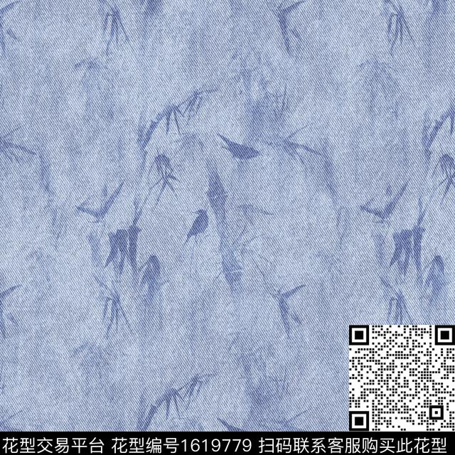 牛仔纹理肌理水墨风竹子数码印花花型下载（图片编号: 1619779） - 瓦栏（Walan）