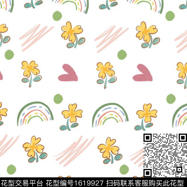 小清新花卉爱心数码印花花型下载（图片编号: 1619927） - 瓦栏（Walan）