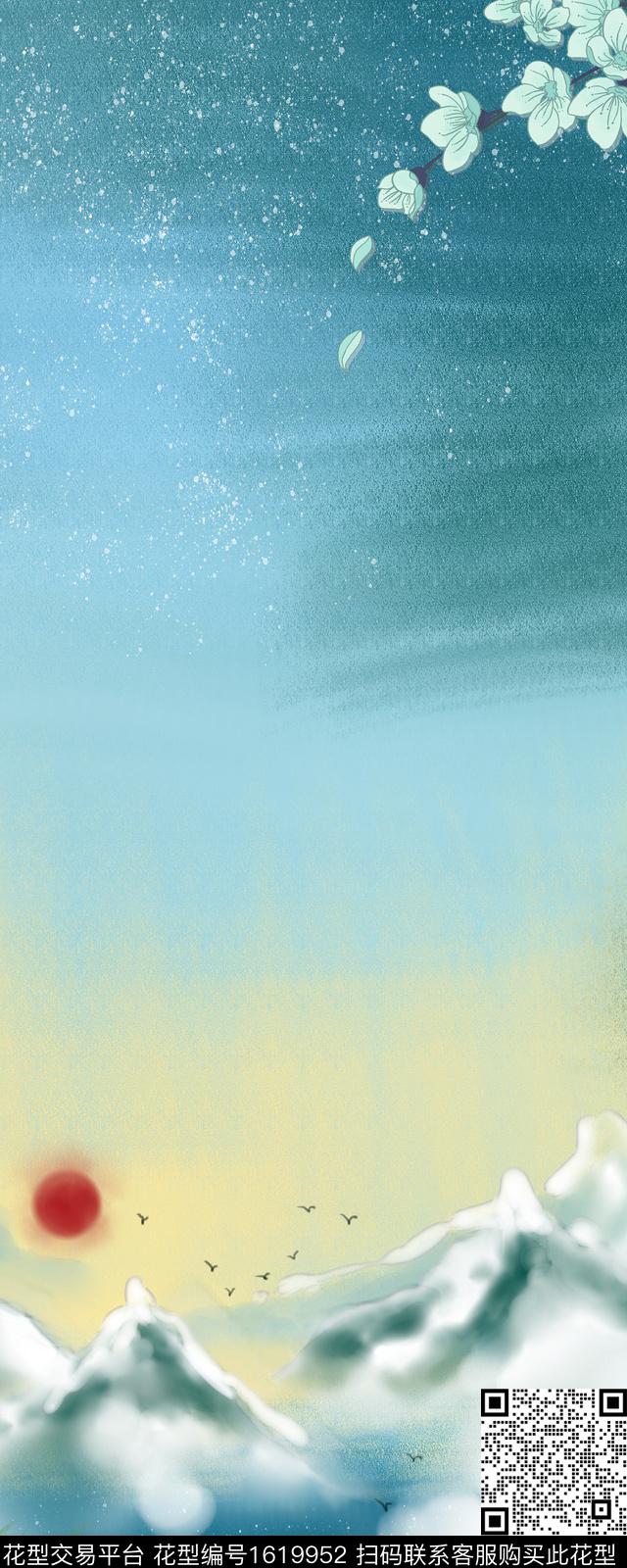 定位水彩定位花数码印花花型下载（图片编号: 1619952） - 瓦栏（Walan）