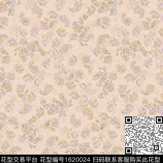 民族风佩斯利花卉数码印花花型下载（图片编号: 1620024） - 瓦栏（Walan）