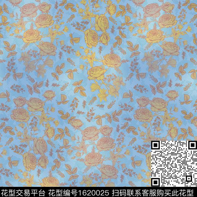 花卉影花小碎花数码印花花型下载（图片编号: 1620025） - 瓦栏（Walan）