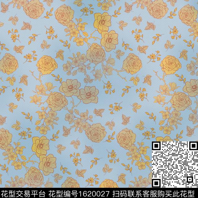 花卉影花小碎花数码印花花型下载（图片编号: 1620027） - 瓦栏（Walan）