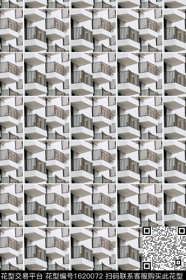 建筑格子数码印花花型下载（图片编号: 1620072） - 瓦栏（Walan）