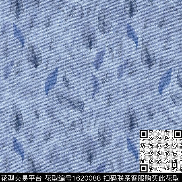 羽毛肌理绿植树叶数码印花花型下载（图片编号: 1620088） - 瓦栏（Walan）