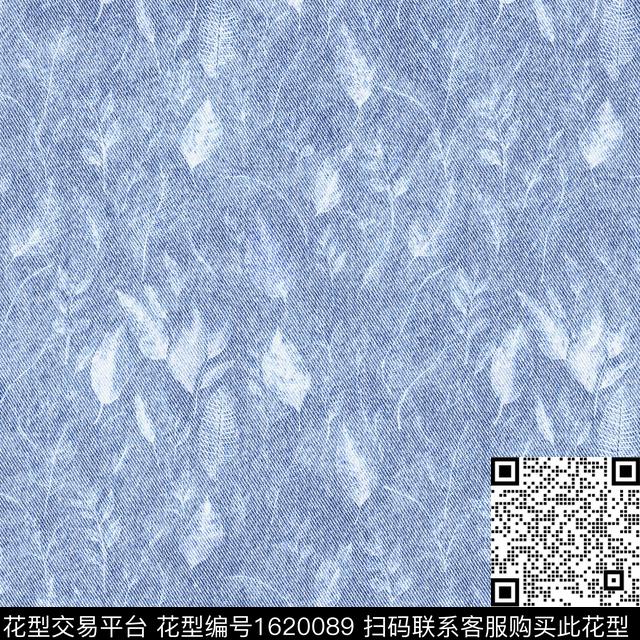 肌理绿植树叶牛仔纹理数码印花花型下载（图片编号: 1620089） - 瓦栏（Walan）