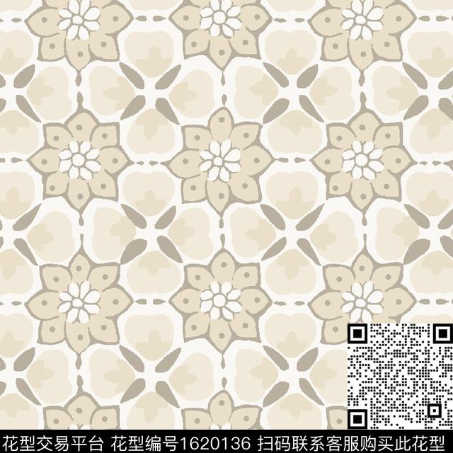 花卉民族风数码印花花型下载（图片编号: 1620136） - 瓦栏（Walan）