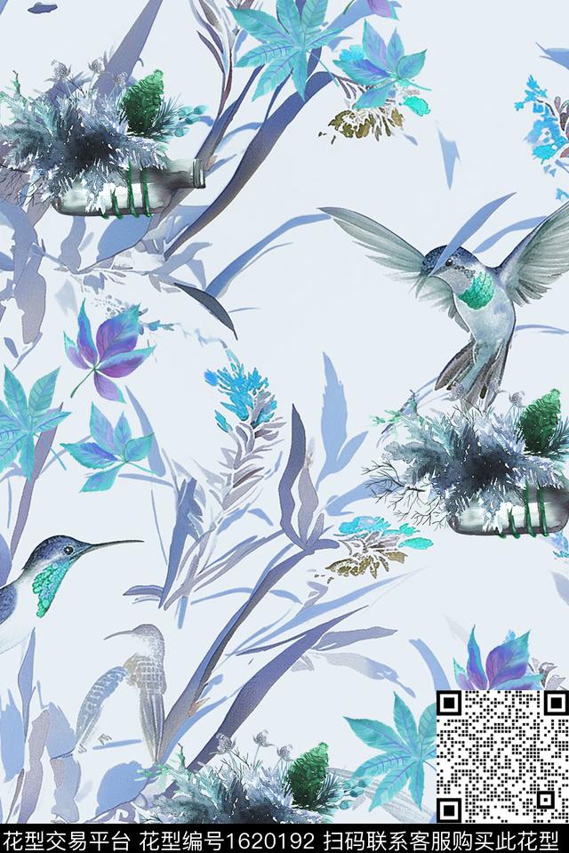 水彩花卉花鸟休闲风数码印花花型下载（图片编号: 1620192） - 瓦栏（Walan）