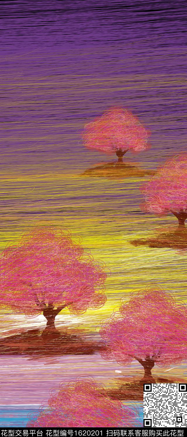 定位涂鸦线条画数码印花花型下载（图片编号: 1620201） - 瓦栏（Walan）