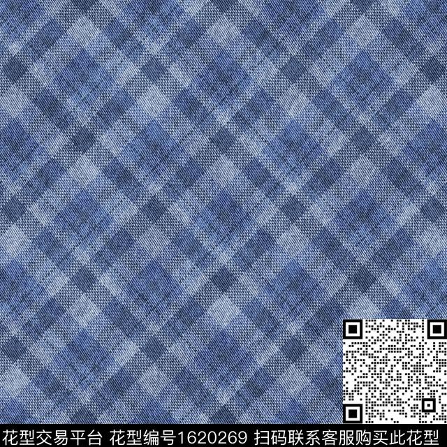 格子牛仔布纹数码印花花型下载（图片编号: 1620269） - 瓦栏（Walan）