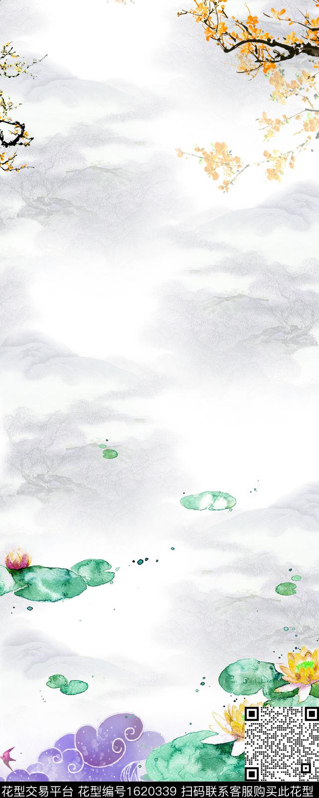 梅花晕染肌理水彩花卉数码印花花型下载（图片编号: 1620339） - 瓦栏（Walan）